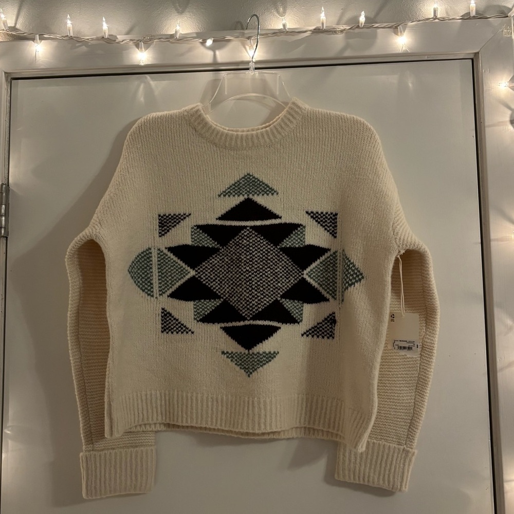 Ana Geometric Patterned Knit Sweater NWT